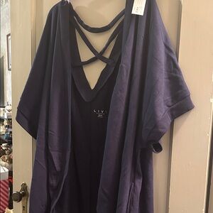 Women's Navy Top with Crisscross Back